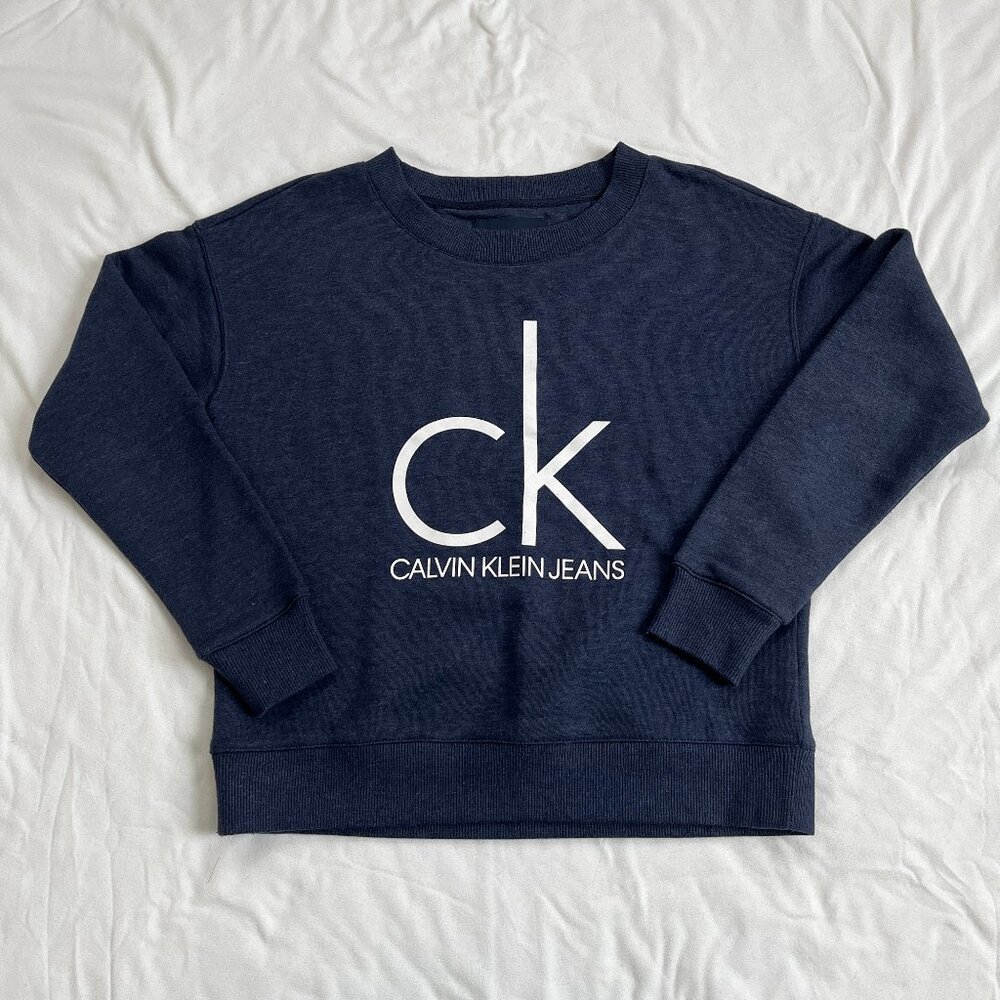 Calvin Klein Navy Blue Crew Neck Sweater, Women's Small